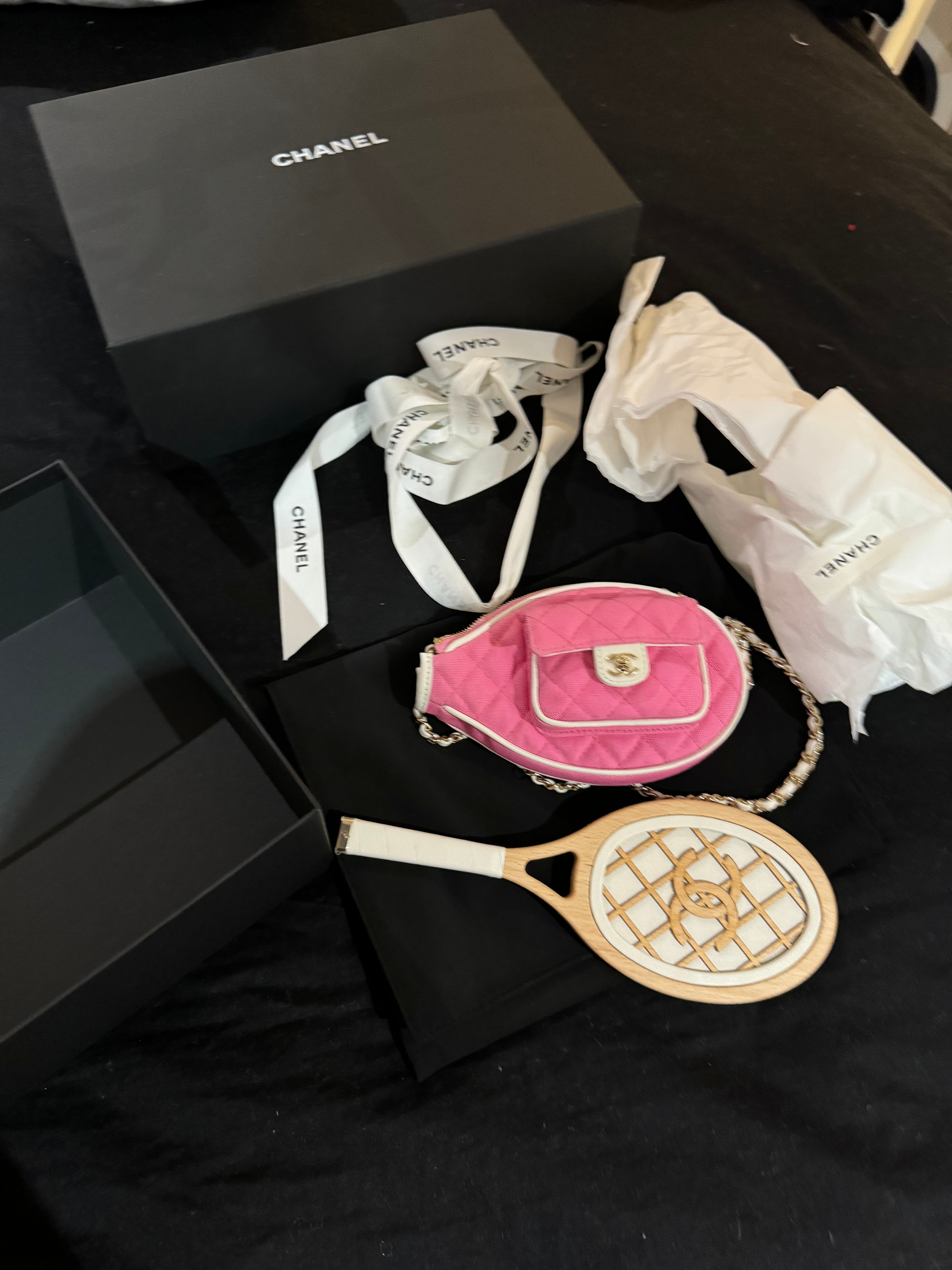 Chanel Tennis handbag in Barbie Pink and White Mirror Bag