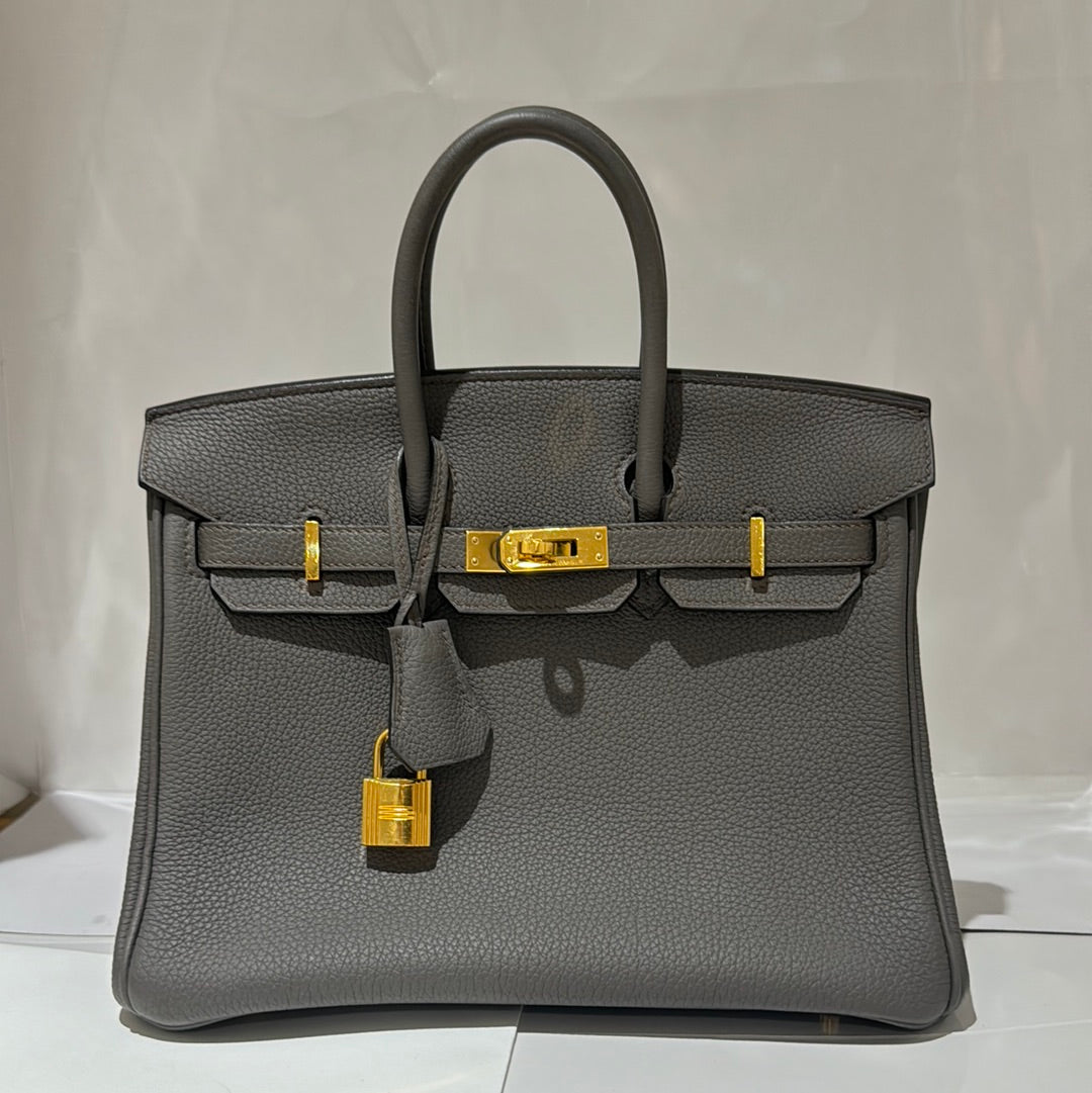 Hermes Birkin 25 Etain gold hardware bag
