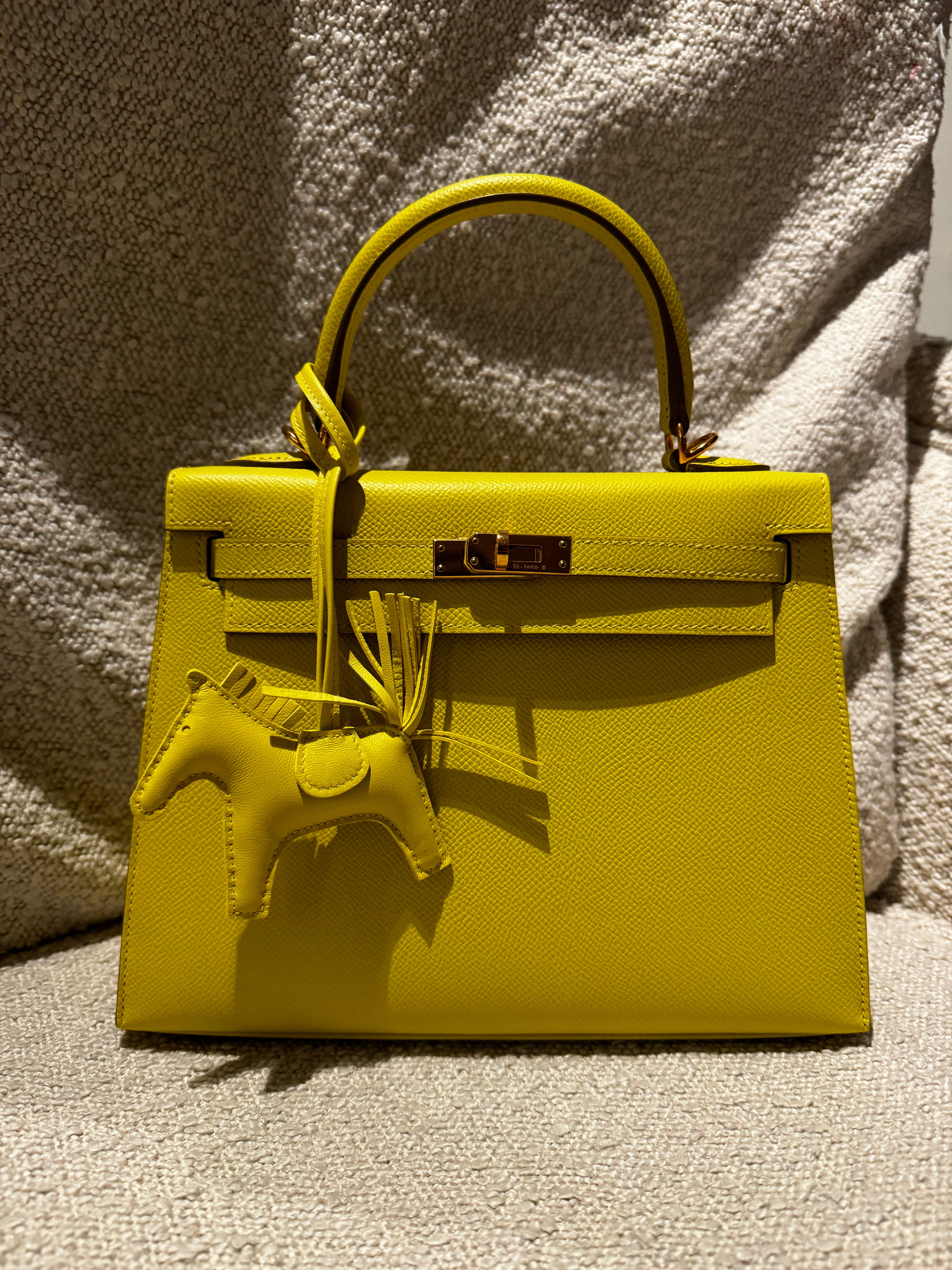 Hermes Kelly 25 lime gold hardware