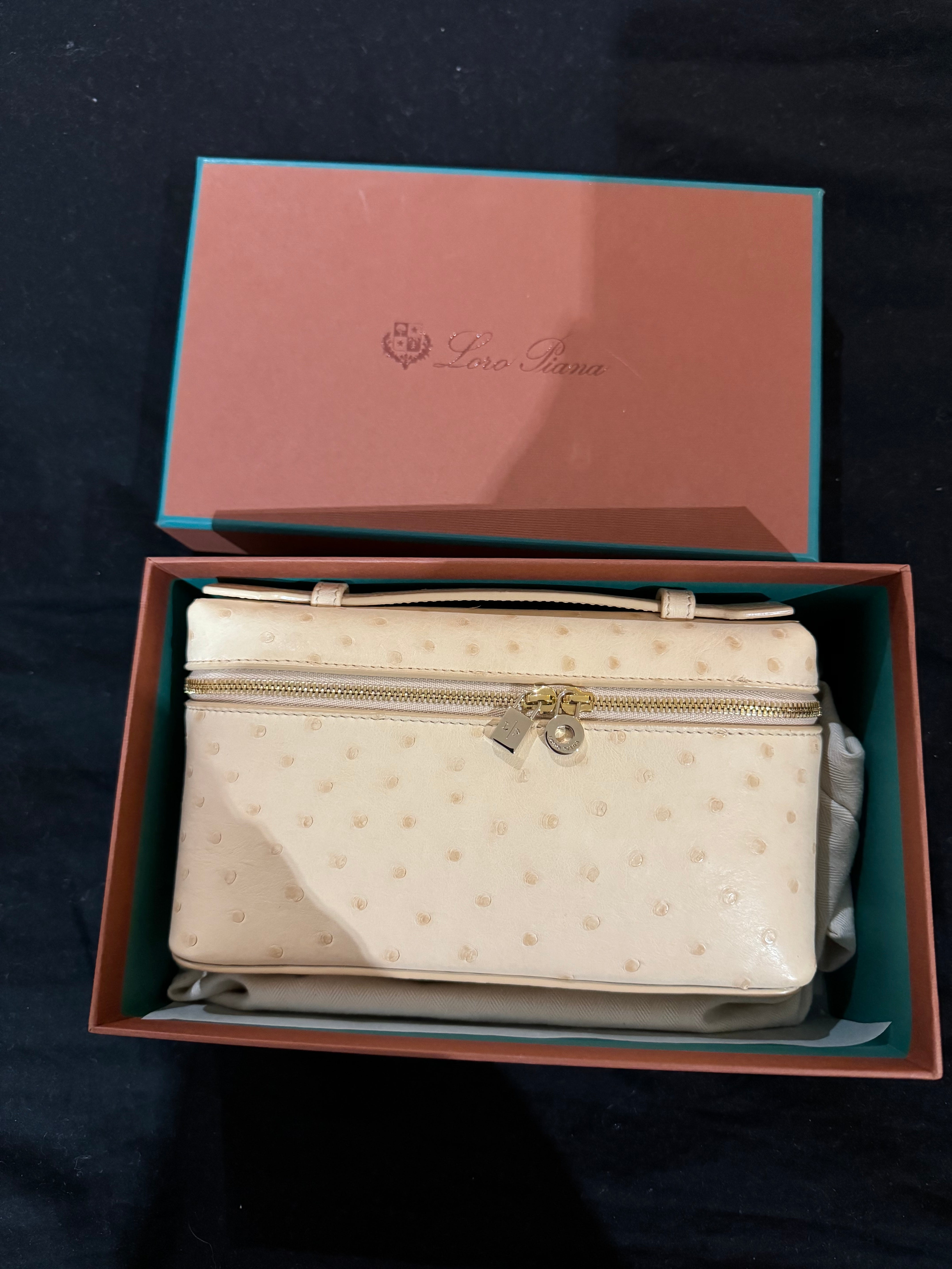 Loro Piana Extra Pocket Pouch L19 Bag in Ostrich leather