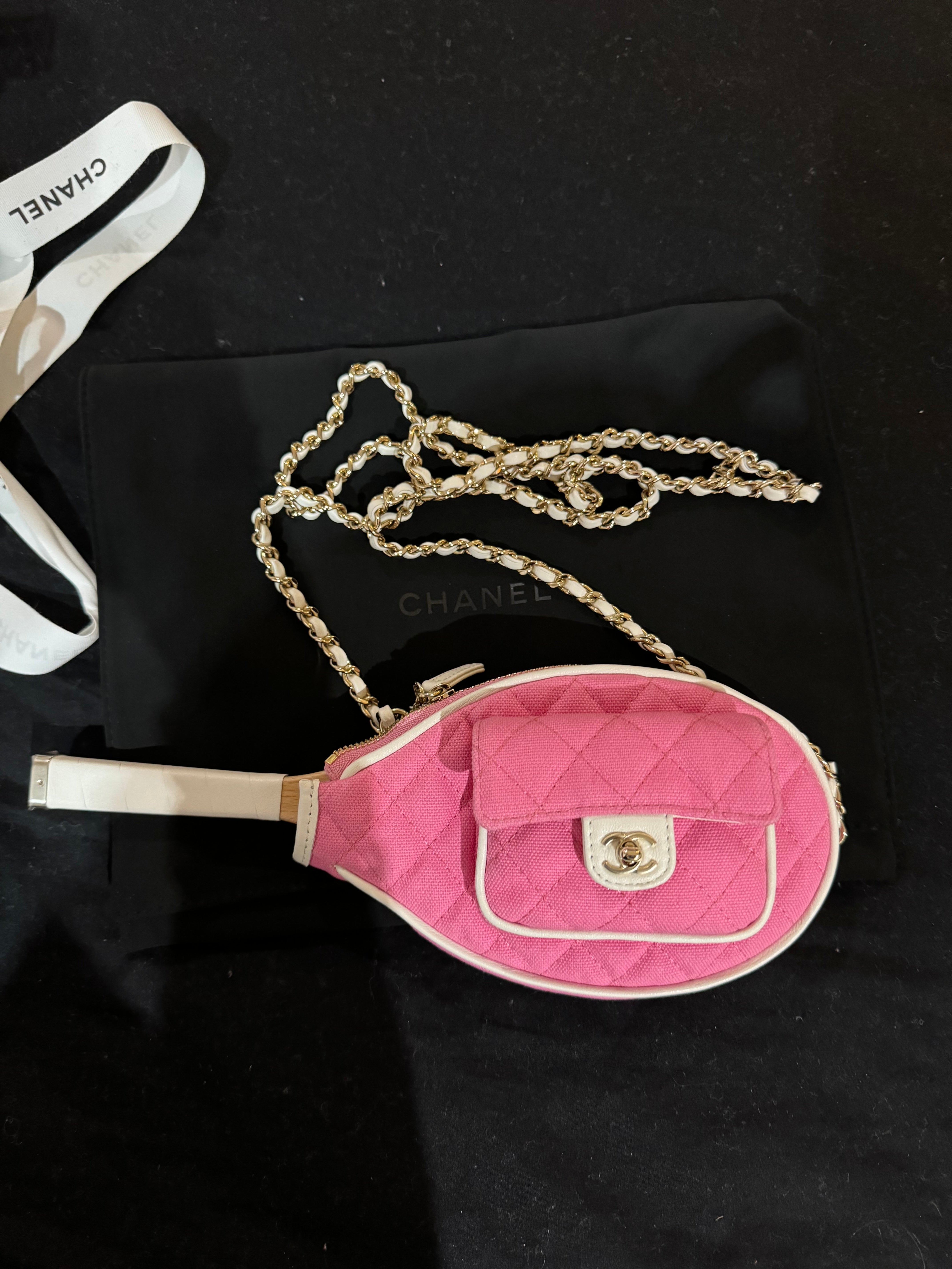 Chanel Tennis handbag in Barbie Pink and White Mirror Bag