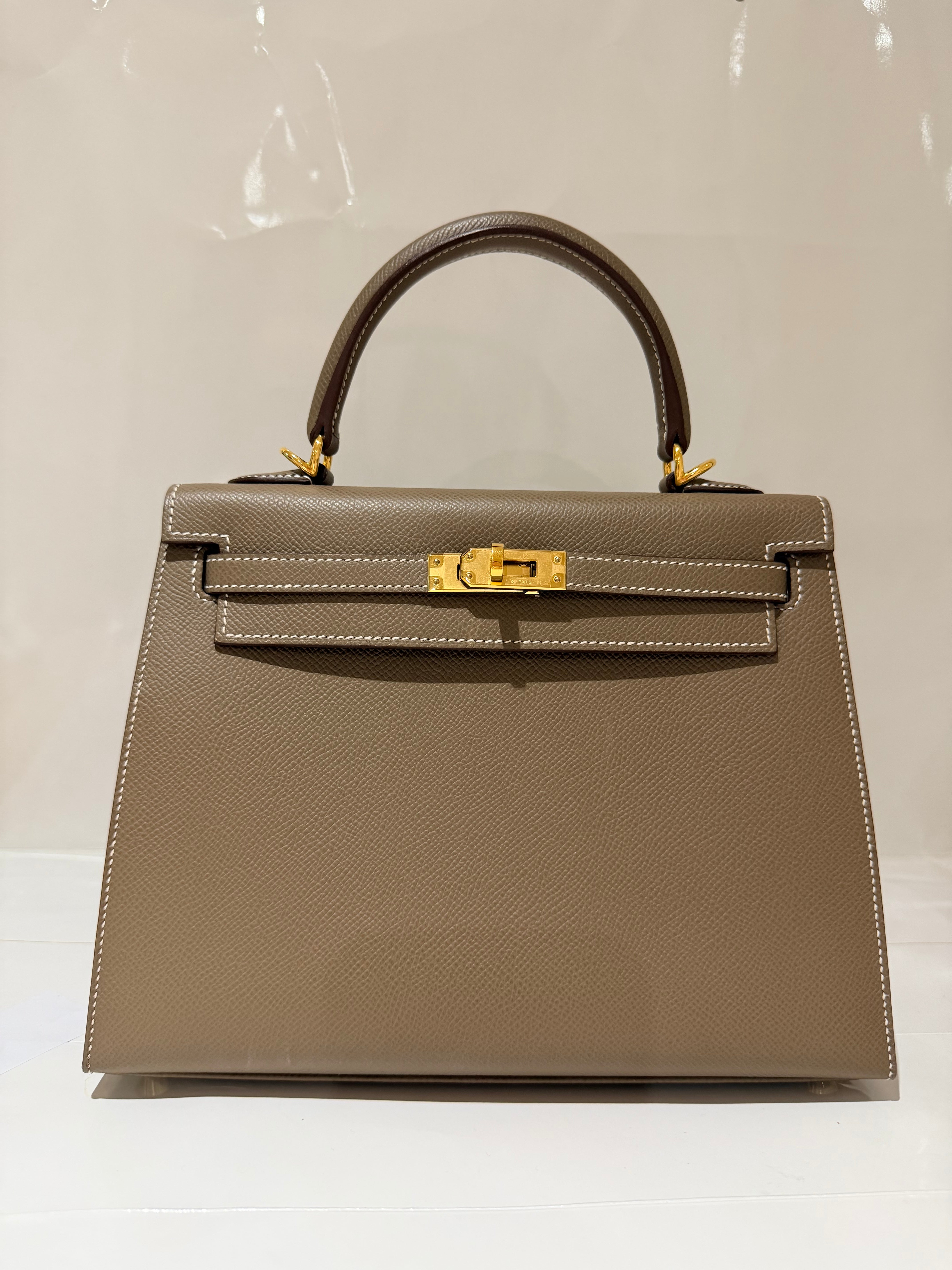 Hermes Kelly 25 Etoupe Epsom GHW