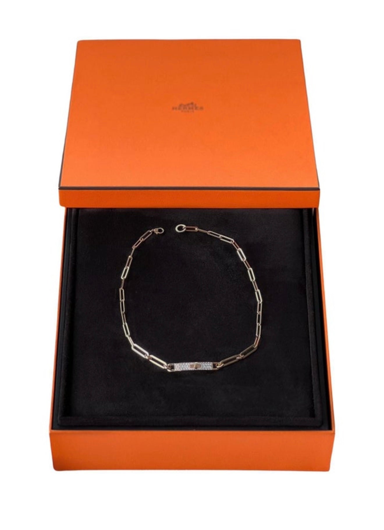 Hermes Kelly Chaine Choker Necklace 18K Rose Gold and Diamonds