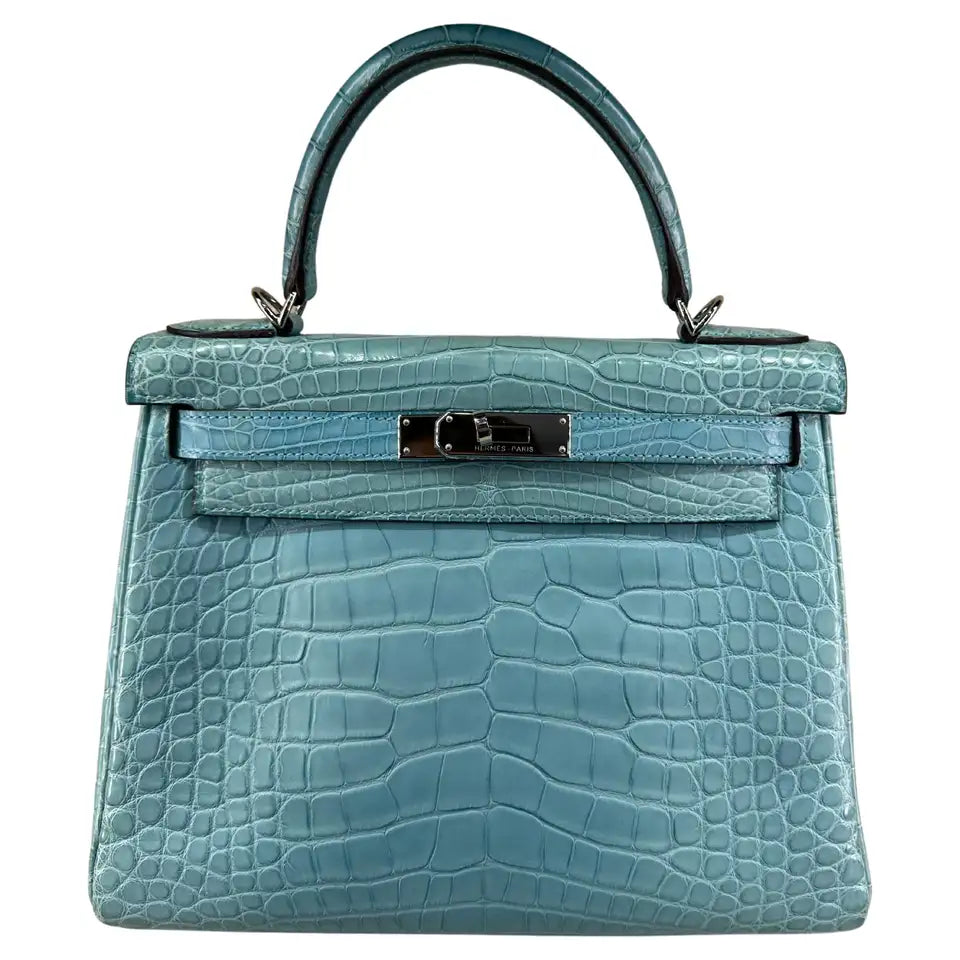 Hermes Kelly 28 Bleu St Cyr Matte crocodile alligator
