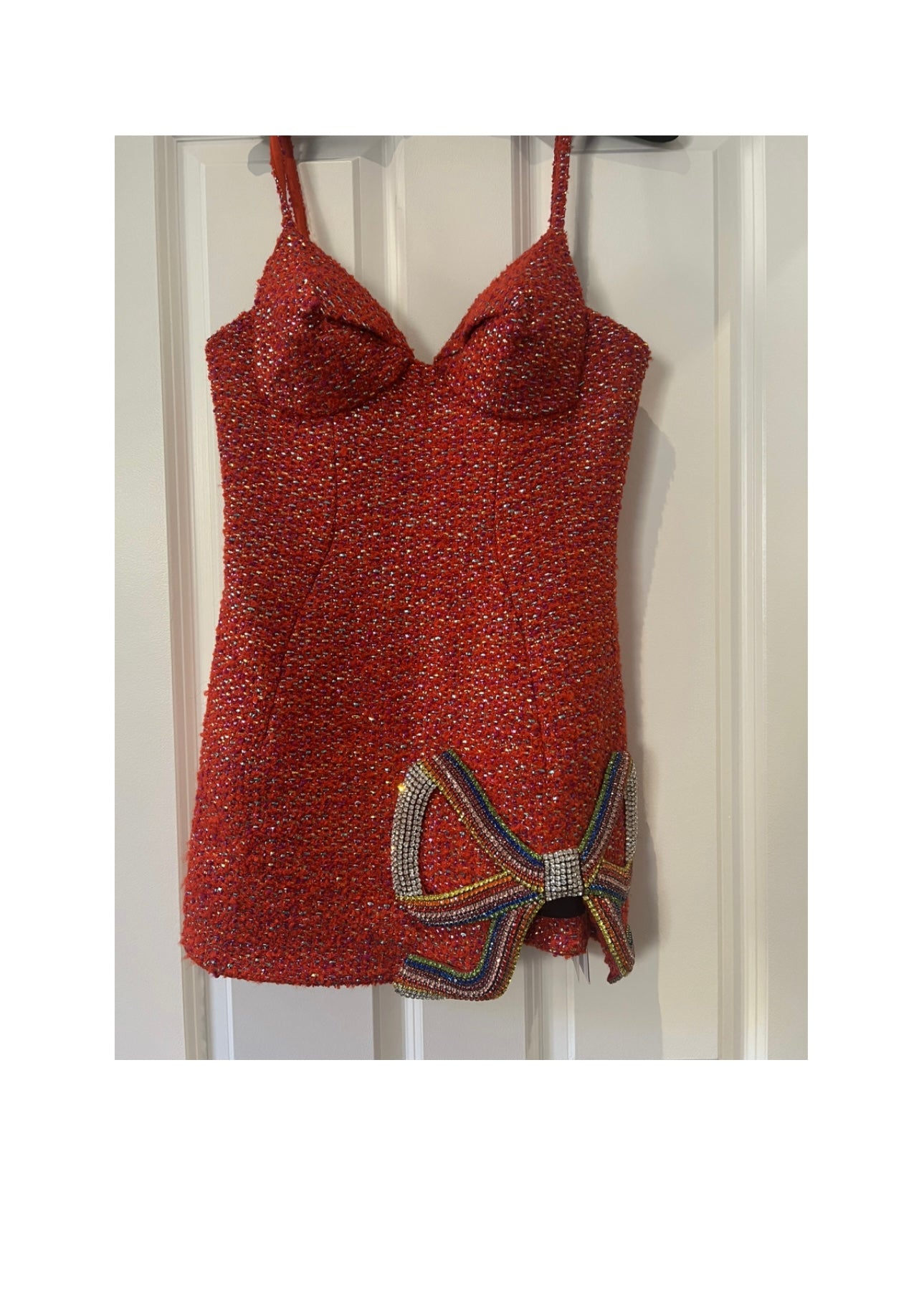 Area red tweed dress